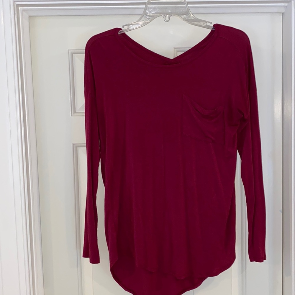 Burgundy Sweet Tea’s by Pink Rose cross-back shirt